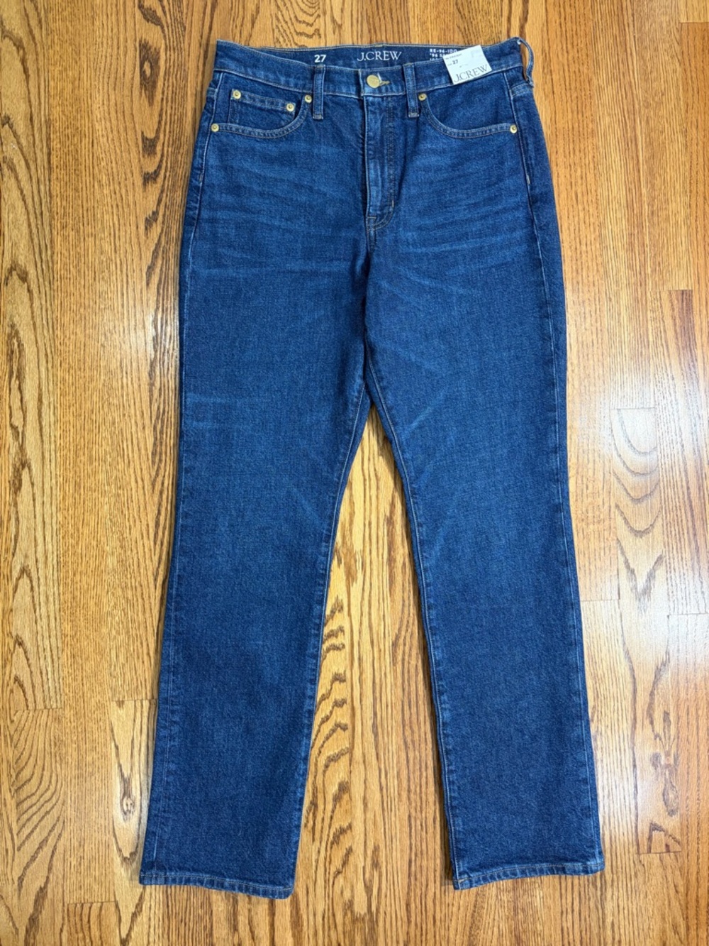 NWT J. Crew High-Rise Dark Blue Straight-Leg Jeans sz 27